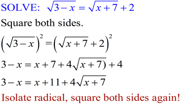 how to solve radical equations with variables on both sides