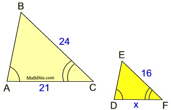 Numeric and Algebraic Problems in Similar Triangles - MathBitsNotebook